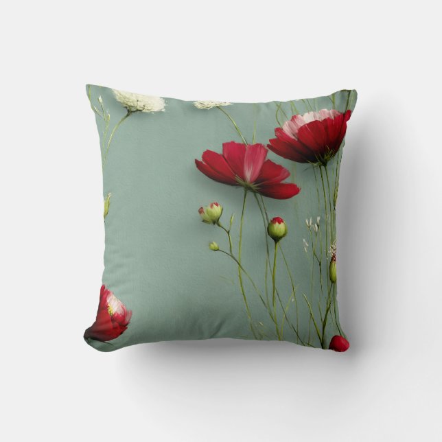 Moderne Botanische Minimalistische Subtiele Bloemp Kussen (Voorkant)