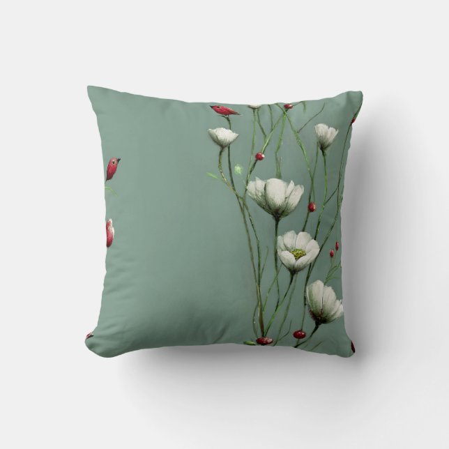 Moderne Botanische Minimalistische Subtiele Bloemp Kussen (Voorkant)