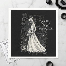 Moderne botanische monochrome bloemen custom foto servet