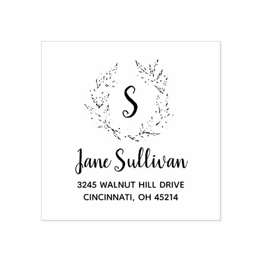 Moderne botanische monogram Aangepast retouradres Rubberstempel (Afrduk)