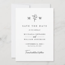 Moderne Botanische Monogram Beginletters Trouwdag