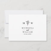 Moderne Botanische Monogram Beginletters Trouwfees RSVP Kaartje (Achterkant)