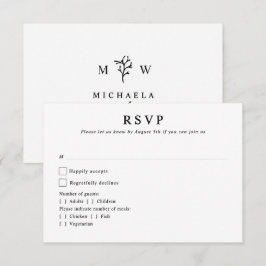 Moderne Botanische Monogram Beginletters Trouwfees RSVP Kaartje