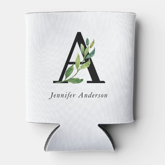 Moderne botanische monogram blikjeskoeler (Voorkant)