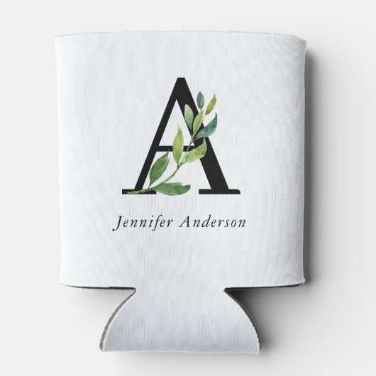 Moderne botanische monogram blikjeskoeler (Achterkant)