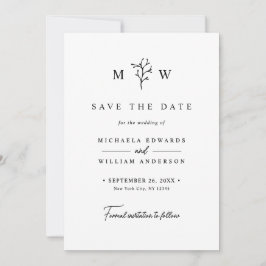Moderne Botanische Monogram Initialen bruiloft Save The Date