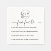 Moderne Botanische Monogram Pret Facts Bruiloft Servet (Voorkant)
