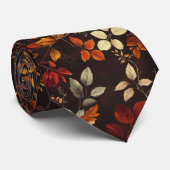 Moderne Botanische Multi Kleur Blad Patroon Stropdas (Opgerold)