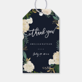 Moderne Botanische Navy Bedankt Trouwcadeau Tags Cadeaulabel