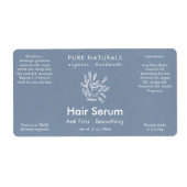 Moderne botanische neutraal blauw natuurlijk produ etiket (Voorkant)