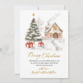 Moderne botanische niet-foto kerstboom feestdagenkaart (Voorkant)