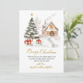 Moderne botanische niet-foto kerstboom feestdagenkaart (Staand voorkant)