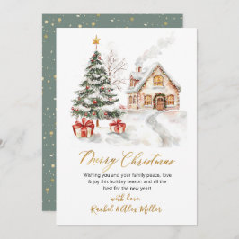 Moderne botanische niet-foto kerstboom feestdagenkaart