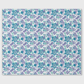 Moderne Botanische Paarse Blauwgroen kerst Cadeaupapier (Vlak)