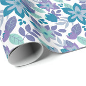 Moderne Botanische Paarse Blauwgroen kerst Cadeaupapier (Rol Hoek)