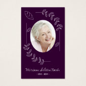 Moderne botanische Paarse witte fotograefkaart Visitekaartje (Voorkant)