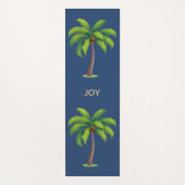 Moderne botanische palmbomen op blauw gepersonalis yogamat (Voorkant)