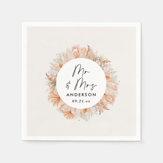 moderne, botanische pamapgras, de heer & mevrouw. servet (Voorkant)