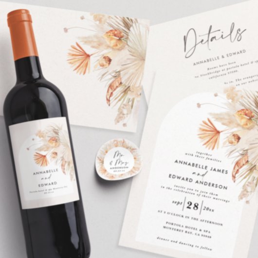 moderne, botanische pamapgras, de heer & mevrouw. vierkante sticker