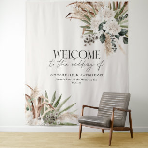 Moderne botanische pampa eucalyptus huwelijkswelko wandkleed