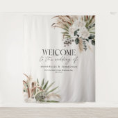 Moderne botanische pampas eucalyptus bruiloft welk wandkleed (Voorkant)