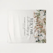 Moderne botanische pampas eucalyptus huwelijksbegr wandkleed (Voorkant (horizontaal))