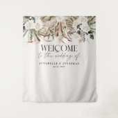 Moderne botanische pampas eucalyptus huwelijksbegr wandkleed (Voorkant)