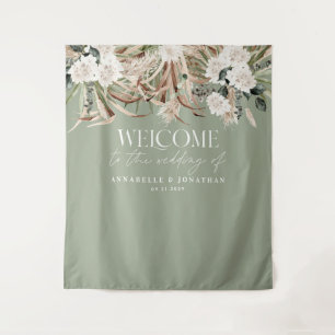 Moderne botanische pampas eucalyptus huwelijkswelk wandkleed