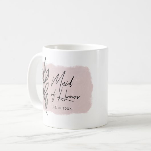 moderne botanische pastel bruidsmeisje mok (Voorkant links)