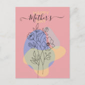 Moderne Botanische Pastel Line Art Moederdag Briefkaart (Voorkant)