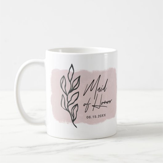 moderne botanische pastelkleurige bruidsmeisjesmok koffiemok (Links)