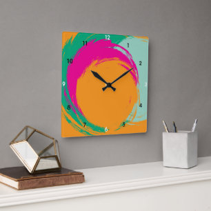 Moderne Botanische Pasteltinten Acryl Wandklok