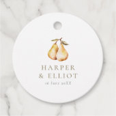 Moderne Botanische Peren Cirkel Bruiloft Bedankjes Labels (Voorkant)