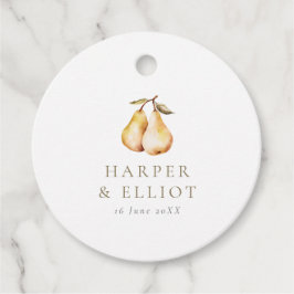 Moderne Botanische Peren Cirkel Bruiloft Bedankjes Labels