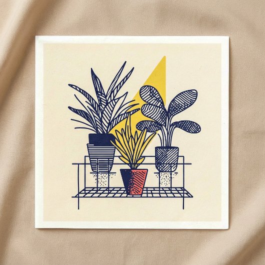 Moderne Botanische Potten Huis Plant Illustratie Servet