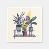 Moderne Botanische Potten Huis Plant Illustratie Servet (Voorkant)
