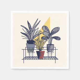 Moderne Botanische Potten Huis Plant Illustratie Servet