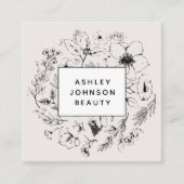 Moderne Botanische QR Code Blush Roze Vierkante Visitekaartje (Voorkant)