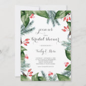 Moderne Botanische Rand Kerst Bruidsdouche Kaart (Voorkant)
