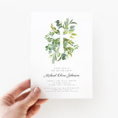 Moderne botanische religieuze kruisdoop kaart