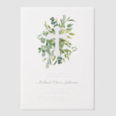 Moderne botanische religieuze kruisdoop vellum uitnodigingen (Voorkant)