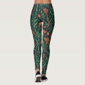 Moderne botanische rode groene bladeren bloemenpat leggings (Achterkant)