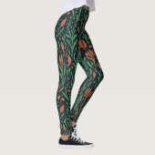 Moderne botanische rode groene bladeren bloemenpat leggings (Rechts)