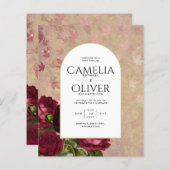 Moderne  botanische rode rozen die uitnodigen (Voorkant / Achterkant)