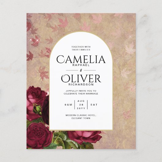 Moderne  botanische rode rozen die uitnodigen (Voorkant)