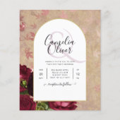 Moderne  botanische rode rozen die uitnodigen flyer (Voorkant)