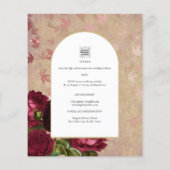 Moderne  botanische rode rozen die uitnodigen flyer (Achterkant)