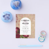 Moderne  botanische rode rozen die uitnodigen flyer (Enkel)