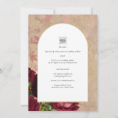 Moderne  botanische rode rozen die uitnodigen kaart (Achterkant)