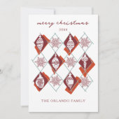 Moderne botanische rode vrolijke kerst feestdagenkaart (Voorkant)